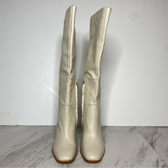Dolce Vita Flin Ivory Leather Heeled Tall Boot 6 - Picture 2 of 16